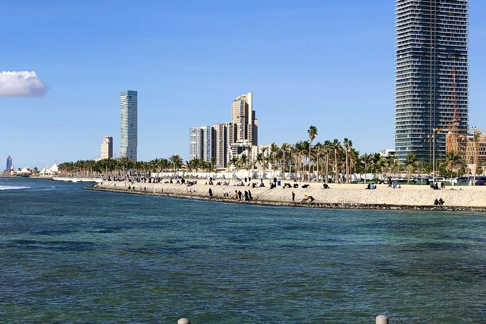 Jeddah Corniche on the Red Sea with the city skyline, social media marketing agency in Jeddah