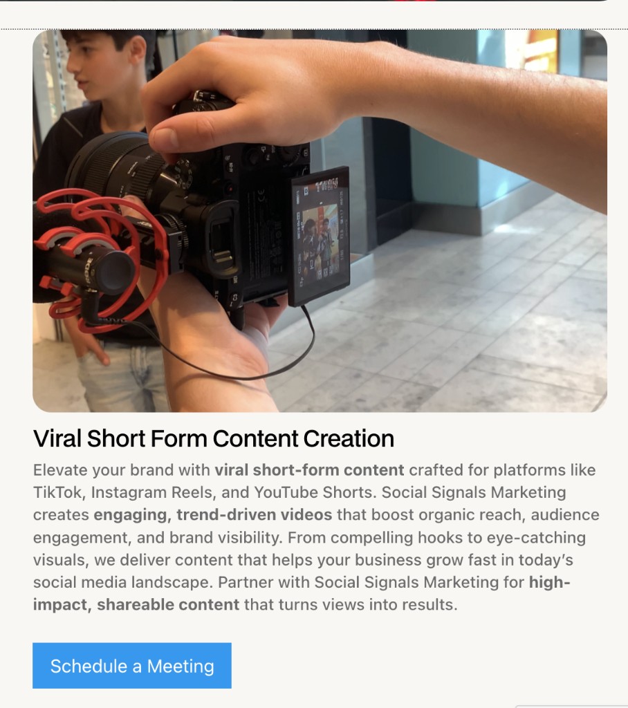 Long-form podcast and video repurposed into short-form clips by Social Signals Marketing